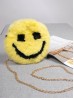 Smiley Face Plush Purse w/ Gold Chain